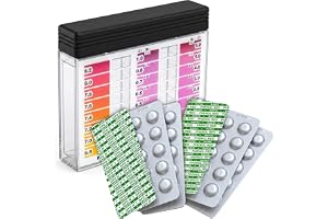 harren24 Testkit set inkl. 60 st. vattenanalystabletter (Rapid), vattentestare och förvaringslåda, 30 x DPD1 klor + 30 x fenol rött pH-värde (60 tabletter + testare)