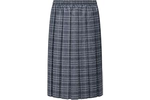 KK Fashion Lines Ladies Tartan Box Pleated Skirt, Elasticated Waist, 27" Length