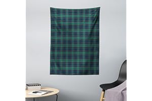 ABAKUHAUS Schottenkaro Wandteppich, Scottish Folklore-Muster aus Weiches Mikrofaser Stoff Waschbar ohne Verblassen Digitaldruck, 110 x 150 cm, Dunkelgrün Schwarz