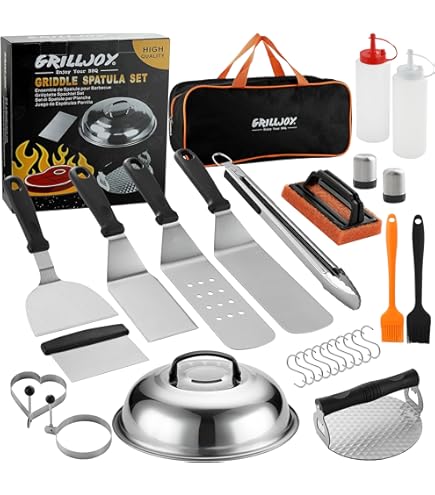 Hmseng Burger Press Set, Burger Craft Kit, BBQ Spatula, Spice