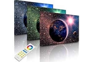 Lightbox-Multicolor | LED Bild Leuchtbild | Erde im Weltall | 100x70 cm | Fully Lighted