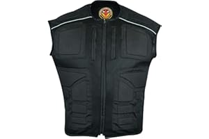 MODERNAGE Textile Mesh Motorcycle Vests for Men, Men's Padded Motorbike Vest Waistcoat | Hi-viz | Security| 3M High Visibility | Reflective | Safety- Black