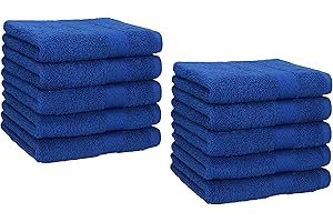 Betz Lot de 10 Serviettes débarbouillettes lavettes Taille 30x30 cm en 100% Coton Premium Couleur Bleu