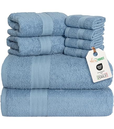 Set Asciugamani Utopia - 8 Pezzi (2 Bagno, 2 Mani, 4 Salviette) | Cotone Super Assorbente - Foto 9