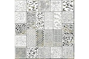 OOTSR 24pièces Géométrie Pochoirs pour Peinture Réutilisable,Camouflage Pochoirs de Dessin de Peinture Bricolage Fournitures Bois Mur Maison Décor