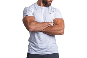 NATURAL ATHLET Slim-Fit Fitness Tshirt pour Hommes - T-Shirt de Gym Long à Séchage Rapide - Musculation, Entraînement en Force et Sport
