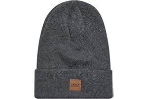 Urban Classics Uniseks Leatherpatch Long Beanie Czapka Zimowa, Szary