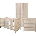 Tutti Bambini Modena Nursery Furniture Set (3 Piece) | Convertible Baby Cot Bed, Chest of Drawers Changer and Wardrobe Set | Solid Wood Furniture (Oak)