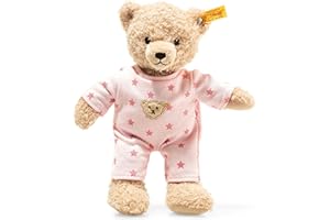 Steiff Teddy and Me Teddybär Mädchen Baby mit Schlafanzug 25 cm, Teddy Bär mit rosa Schlafanzug, Kuscheltier für Babys, weich & waschbar