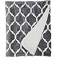 Comfort Spaces Ultra Soft and Cozy Sherpa Couch and Bed, Plush Fleece Reversible Throw-Blanket with Fuzzy Faux FurThrows, 50x60, Grey Ogee