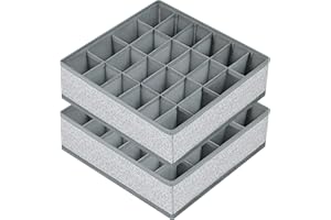 joyoldelf 2 cajas de almacenamiento para calcetines y ropa interior, 24 celdas, plegables (caja plegable, divisores, organizador de cajones, cajas de tela para guardar calcetines)