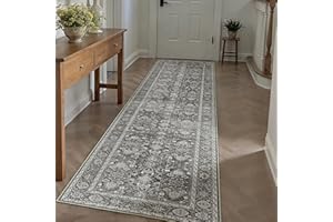 HUGEAR Vintage Hallway Runner Black Long Area Rug 60x240cm Washable Non Slip Rugs Lounge Bedroom Kitchen Bedside Office Indoor Carpet Low Pile Carpets Runners