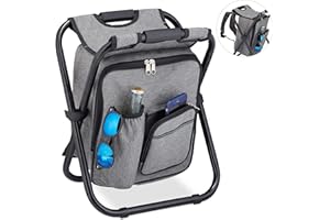 relaxdays Tabouret de Camping avec Sac, Pliant, transportable, léger & Solide, à Porter, Polyester, 43 x 35 x 29, Gris