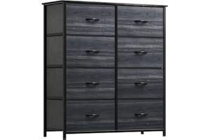 ‎YITAHOME YITAHOME Chest of Drawers, 8 Fabric Drawers with Handles, Storage Cabinet, Drawer Cabinet, Metal Frame, Fabric Chest of Drawers for Bedroom, for Living Room, Hallway, Office, Black Wood Grain