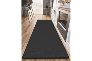 COLOR&GEOMETRY Color G Mata Kuchenna 44 x 200 cm, Reboundable Skórzany Mata Kuchenna Antypoślizgowa Zmywalny, Komfortowy Mata Kuchenna Wodoodporny do Kuchni, Sypialni, Biura (Czarny)