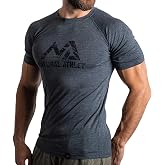 Natural Athlet Mens Fitness T-Shirt Slim Fit Long Quick Dry Short Sleeve Gym Workout Bodybuilding Strength Training