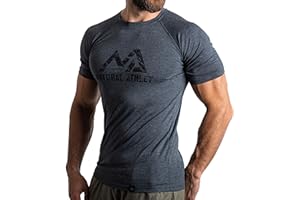 Natural Athlet Slim-Fit koszulka fitness dla mężczyzn – ciasna i długa, szybkoschnąca męska koszulka z krótkim rękawem – do uprawiania sportu, na siłownię, do studia fitness, treningu, kulturystyki i