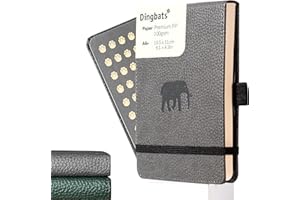 DINGBATS* NOTEBOOKS Dingbats - Wildlife Squared Pocket Notebook, Grey Elephant, A6 - Hardcover - Cream 100gsm Ink-Proof Paper - Includes Elastic Closure & Bookmark
