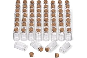 THE TWIDDLERS - 60 Mini Glass Bottles - Mini Bottles for Spices, Crafts, Wedding Favours, Shot Bottles - Premium Small Glass Bottles with Cork Lids - 4cm Glass Vials