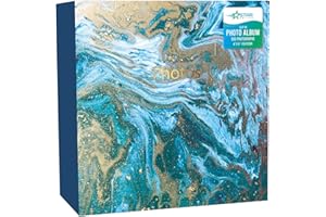 Star Online Large Ringbinder Photo Album 500 Photos Memories Holds 6x4 Photos - Beautiful Marble Sea Effect Design