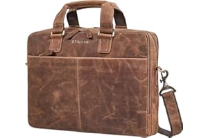 STILORD 'Oslo' skórzana torba na laptopa dla mężczyzn - podwójna kieszeń na laptopa 15,6, 17, 18 cali - aktówka z prawdziwej skóry - męskie torby robocze z paskiem na ramię - torby biurowe dla