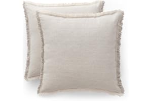 GAMUSI Juego 2 Fundas cojín algodón Jacquard Liso con Flecos Tibu 50x50 cm - Fundas de cojín Decorativas con Cierre Cremallera algodón Suave Transpirable