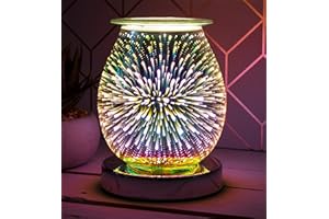 ESCENTIAL LIVING Electric Wax Burner - Touch Sensitive 3D Aroma Lamp Firework Effect - Oil Burner - Wax Burner- Amazing Scents To Fill Your Home - Spare Bulb Included