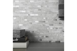 M MOFIT 3d Selbstklebende Fliesen Fliesenaufkleber Wandfliese Küche Mosaikfliesen Steinoptik Bad Wasserdicht(10 Matten,Zementgrau)