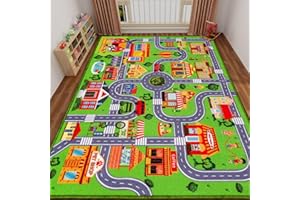 DINSUMRUG Kids Carpet Playmat Rug, Car Play Mat Carpet, Extra Non-Slip Traffic Road Rug for Kids, City Map Educational Car Mat for Playroom Boys Bedroom Classroom (200X150 CM, Classic)
