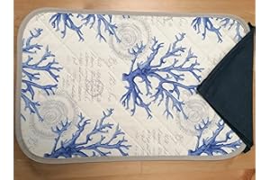 PAGO POCO NOVITA 2022 !!! Tovaglietta Americana Trapuntata Fantasia CORALLO MARE Colore Azzurro 100% Cotone.... MADE IN ITALY!!!!!