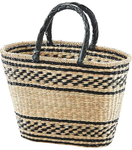 Kobolo Wasserhyazinthen-Tasche – 45x18x29 Cm, Geflochtene Henkeltasche Mit Kunstledergriffen
