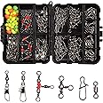 SHADDOCK 140pcs/box Fishing Swivel Snaps Kit Include Ball Bearing Swivel Snap Barrel 3 Way Triple Swivel Connector Clips Fishing Beads Fishing Accessories Set