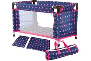 Kinderplay Baby Doll Bed | Dolls Cot | Baby Doll Cot | Doll's Travel Cot Bag Navy Blue, KP0400T