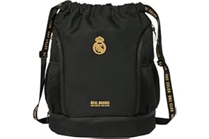 SAFTA REAL MADRID 3ª EQUIPACIÓN - Mochila Saco, Mochila, Ideal para Niños de Diferentes Edades, Cómoda y Versátil, Calidad y Resistencia, 34x15x43 cm, Color Negro