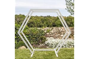 SKYLANTERN Arco de boda de madera, doble hexagonal grande, 2,10 m, fácil montaje, madera natural, artículo en Francia, beige