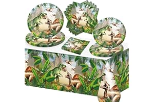 BACH AND BOUJEE 31PCS Dinosaur Party Supplies Dinosaur Party Plates Napkins for Boys Dino Birthday Party Decorations Dessert Plates Napkins Serves 20 Guests