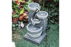 BTGGG Gartenbrunnen Springbrunnen für Außen,4 Stufiger Zimmerbrunnen Wasserfall mit Beleuchtung Garten Wasserspiel Brunnen für Balkon,Terrasse,47 cm