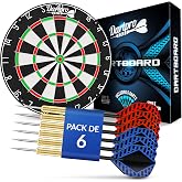 DartPro Dartboard with Darts - Self-Healing Sisal Dartboard - Dartboard with Extra Fine Threads - Dartboard Set with 6 Profes