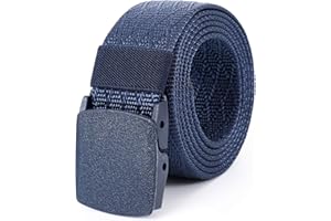 Mile High Life Nylonowy pasek tkany, outdoorowy pasek wojskowy, przycięty do 132 cm, szerokość 3,8 cm, bezpieczna plastikowa klamra TSA, Navy 530 Cross