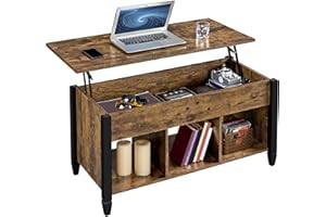 ‎YAHEETECH Yaheetech Couchtisch höhenverstellbar Kaffeetisch mit Hebeplatte Hubtisch versteckter Stauraum Beistelltisch aus Holz Sofatisch für Wohnzimmer Rostbraun