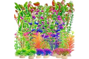 Labeol 24PCS Fish Tank Decorations Fish Tank Ornament Artificial Aquarium Plants Aquarium Plastic Fish Tank Plants Vivid Simulation Lifelike Fake Aquatic Plants Safe for All Fish
