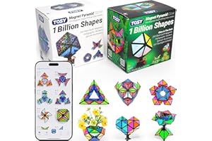 TOSY Magnet Pyramid Glow: 1 cubo se transforma en mil millones de formas, 243 imanes, diseño holográfico brillante, accesorio giratorio, juguete STEAM, regalo de cumpleaños, Juego de 2: 1 Stone 1 Glow