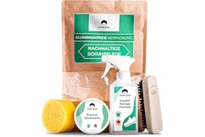 ‎EMMA GRÜN Emma Grün Nachhaltiges Sneaker Pflegeset, Sneaker Cleaner Set inkl Schuhe Reiniger, Schwamm, Schuhwachs & Bürste, Professionelles Schuhputzset für Lederschuhe, Shoe Polish Kit aus Deutschland
