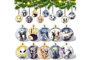 GwaOery Halloween Ball Ornaments Hanging Decorations, 20PCS Halloween Tree Decorations Nightmare Sally Ghost Horror Plastic Clear Balls Ornament for Halloween Party Decorations