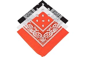 OXFORD NOVELTIES 3 Unisex Paisley Bandanas Choose from 15 Mixed Sets (White-Orange-Black)