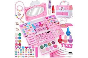 Lubibi Maquillaje Lavable para Niñas No Tóxico con Collar - Set Regalo de Princesa para Cumpleaños y Navidad, 3-10 Años