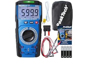 PeakTech 3349 – True RMS Digital Multimeter, Manual-Range, 6000 Counts, Durchgangsprüfer, Spannungsprüfer,Mehrfach-Messgerät, Voltmeter; 10A AC/DC - CAT III 600V, P 3349, Black
