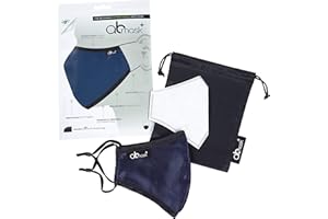 AB Maski na twarz, nadające się do prania, wielokrotnego użytku dla osób noszących okulary, regulowana maska na twarz z filtrem, 7 warstw ochrony, granatowy jedwab z drutem na nos