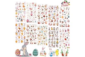 ‎IKACEUO 300+ Easter Stickers, Aufkleber Easter Egg Bunny Sticker, Sticker Ostern Kinder, Aufkleber Ostereiern Kaninchen Lämmern und Küken,Osterdekoration, Osterhasen Geschenk（10 Blätte）