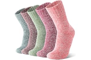 YANGTE Thermal Socks for Women 4-7, 5 Pairs Thick Warm Winter Wool Socks for Ladies